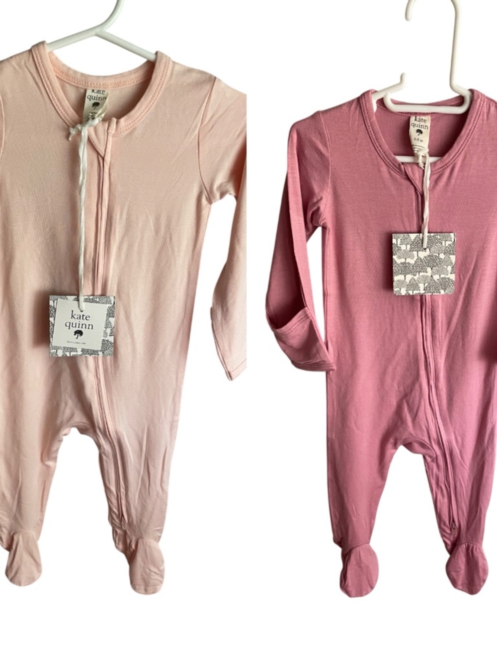 NWT 6/9 Months Kate Quinn Pink Bamboo Footies